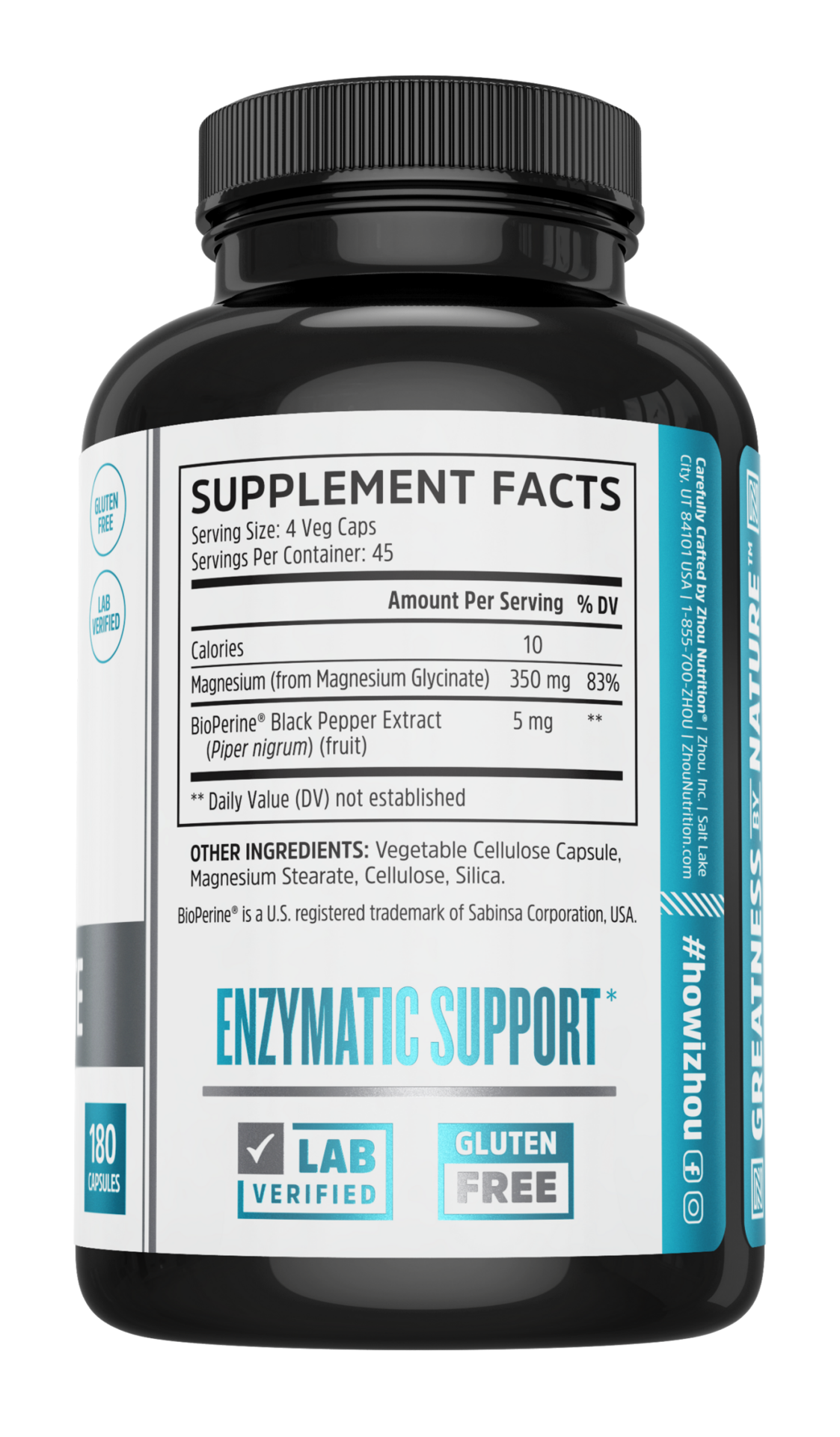 slide 2 of 3, Zhou Magnesium GlyciNaturale 350 Mg, 180 ct