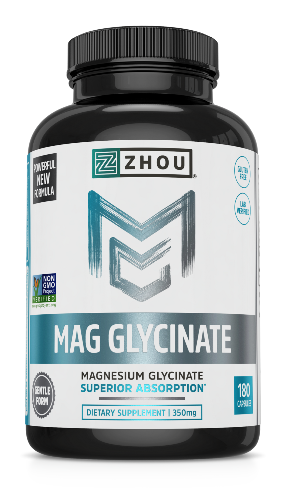 slide 1 of 3, Zhou Magnesium GlyciNaturale 350 Mg, 180 ct