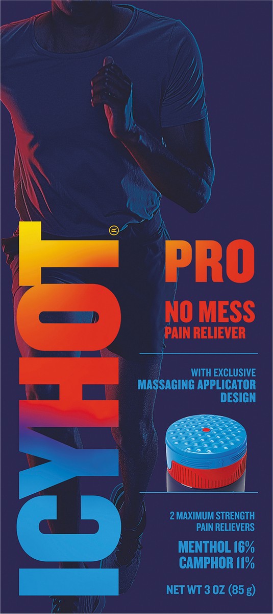 slide 4 of 7, Icy Hot Pro No-Mess Pain Relief Cream 3-oz. Tube, Massaging Applicator With Menthol & Camphor, 3 oz