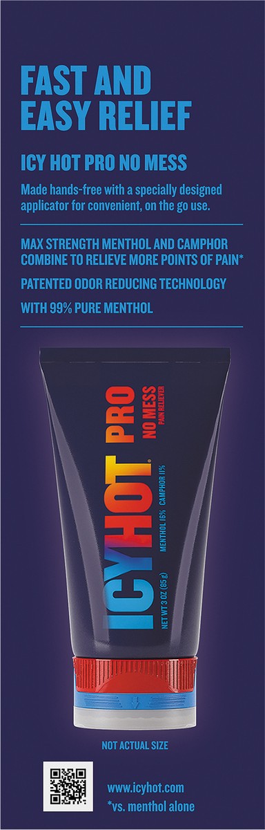 slide 5 of 7, Icy Hot Pro No-Mess Pain Relief Cream 3-oz. Tube, Massaging Applicator With Menthol & Camphor, 3 oz