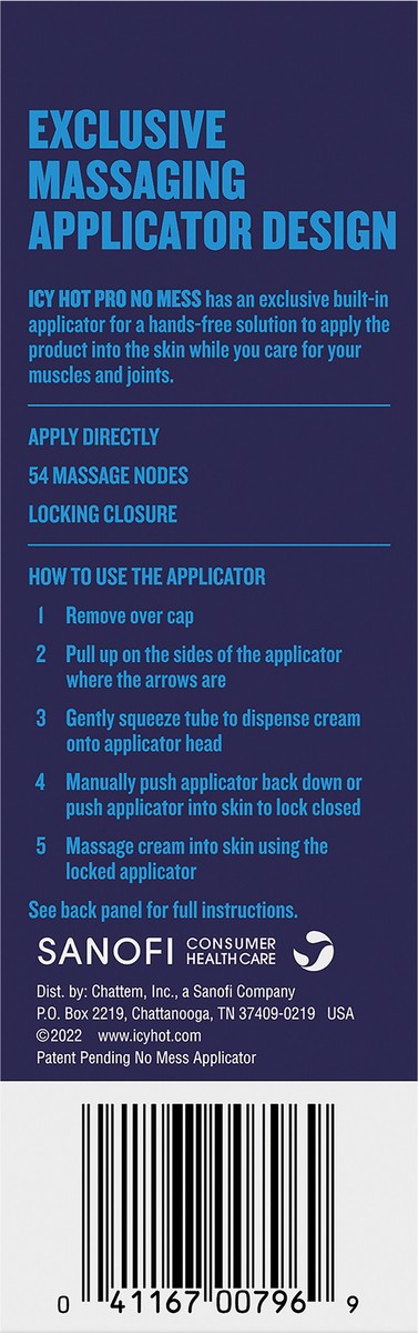 slide 2 of 7, Icy Hot Pro No-Mess Pain Relief Cream 3-oz. Tube, Massaging Applicator With Menthol & Camphor, 3 oz