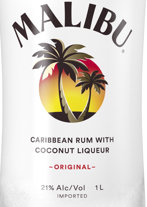 slide 2 of 7, Malibu Flavored Caribbean Rum with Coconut Liqueur 1L Bottle 42 Proof, 1 l