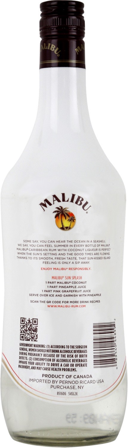 slide 5 of 7, Malibu Flavored Caribbean Rum with Coconut Liqueur 1L Bottle 42 Proof, 1 l