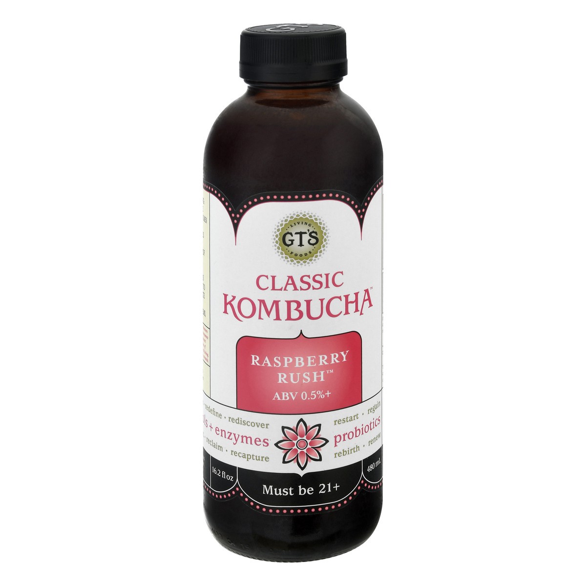 slide 1 of 11, GT's Gt's Classic Kombucha Raspberry Rush Abv 0.5%, 16.2 fl oz