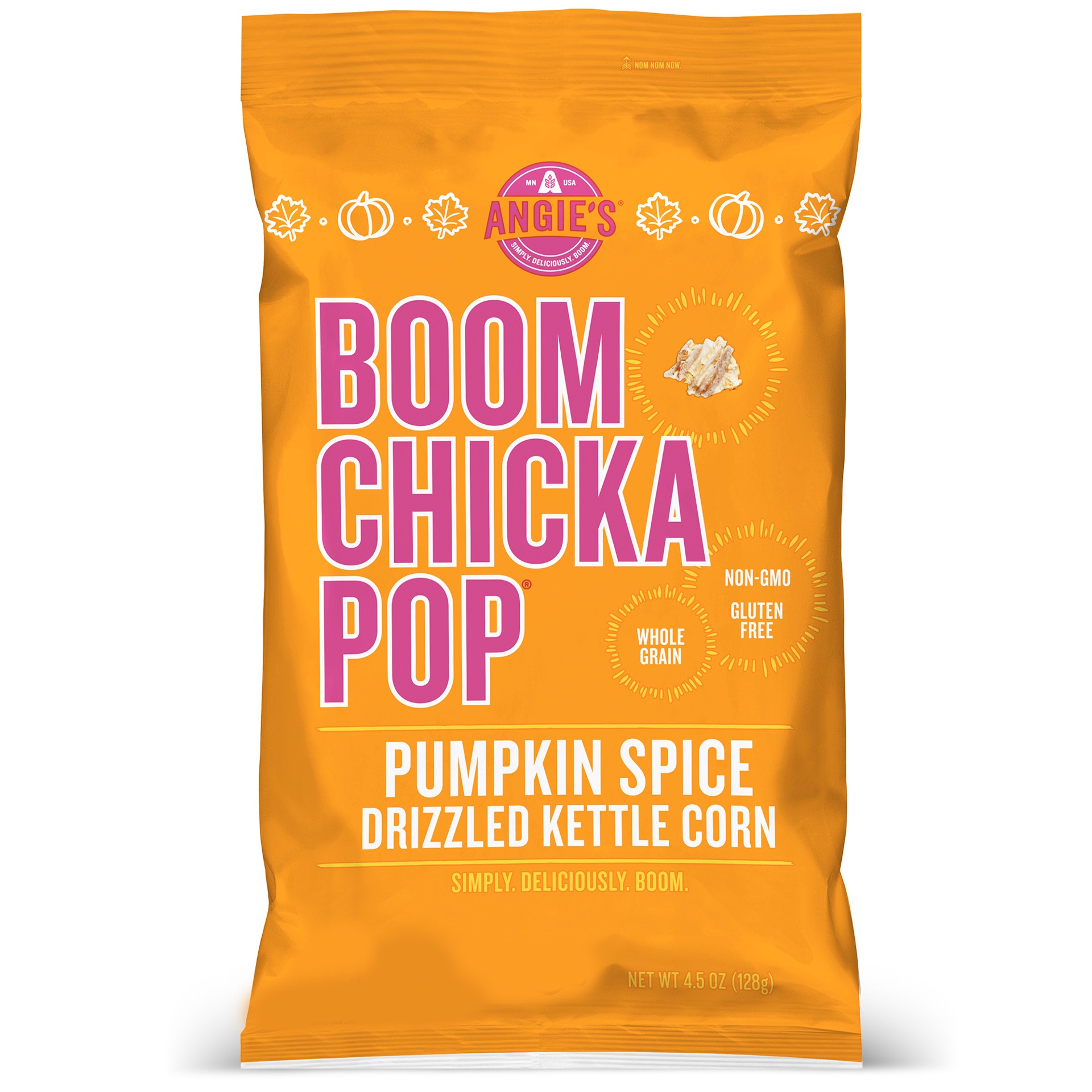 slide 1 of 5, Angie's BOOMCHICKAPOP Pumpkin Spice Flavored Drizzled Kettle Corn Popcorn, 4.5oz bag, 4.5 oz