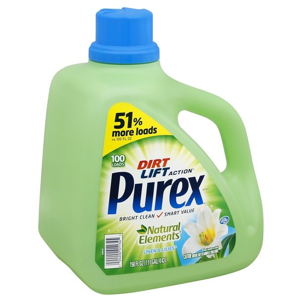 slide 1 of 1, Purex Linen & Lilies Dirt Lift Action Natural Elements Detergent, 150 oz