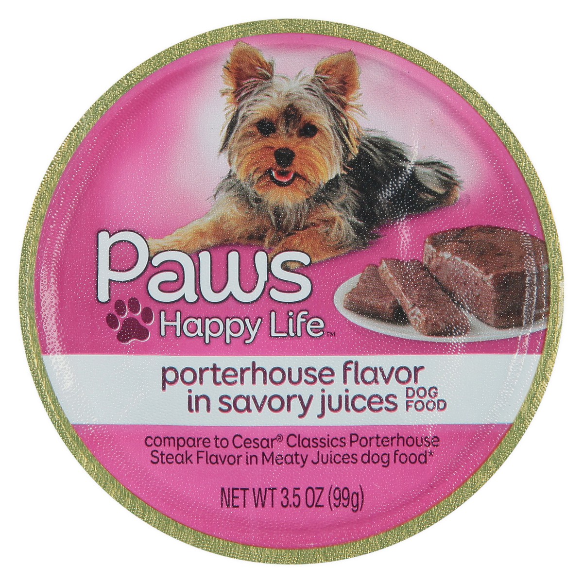 slide 1 of 10, Paws Happy Life Porterhouse Flavor in Savory Juices Dog Food 3.5 oz, 3.5 oz