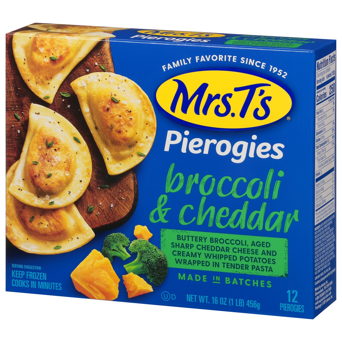 slide 9 of 13, Mrs. T's Broccoli & Cheddar Pierogies 12 ea, 12 ct