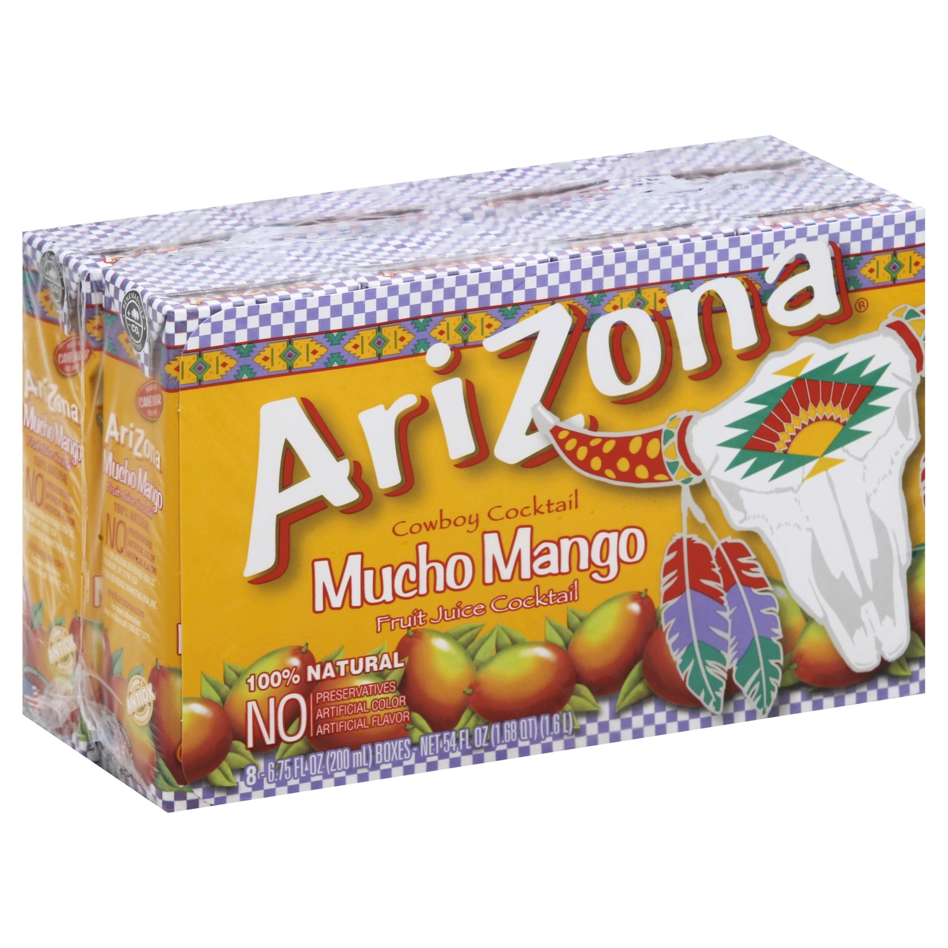 slide 1 of 4, AriZona Cowboy Cocktail Boxes Mucho Mango, 8 ct; 54 fl oz