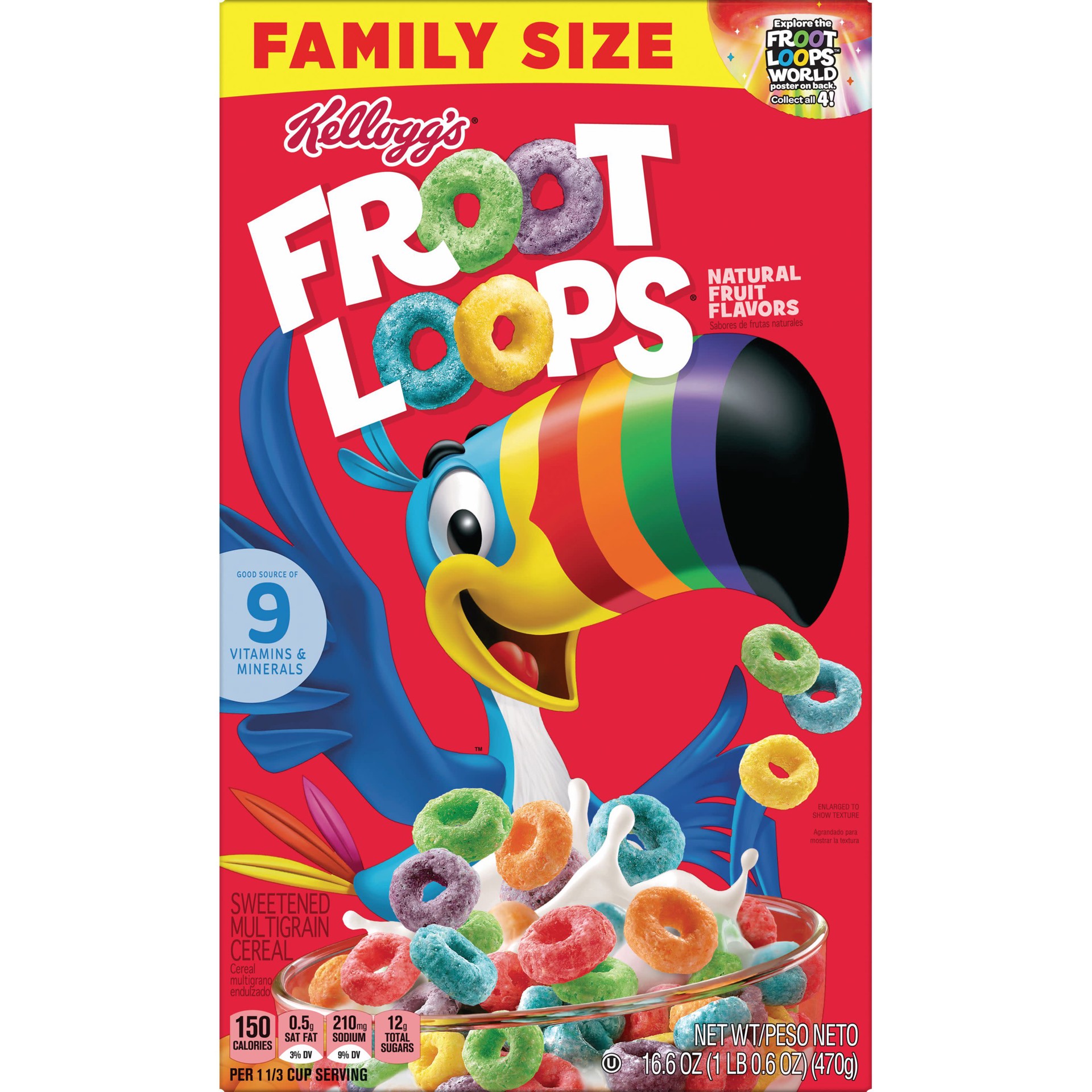 slide 5 of 5, Froot Loops Kellogg's Froot Loops Breakfast Cereal Original, Kids Cereal, 16.6 oz, 16.6 oz