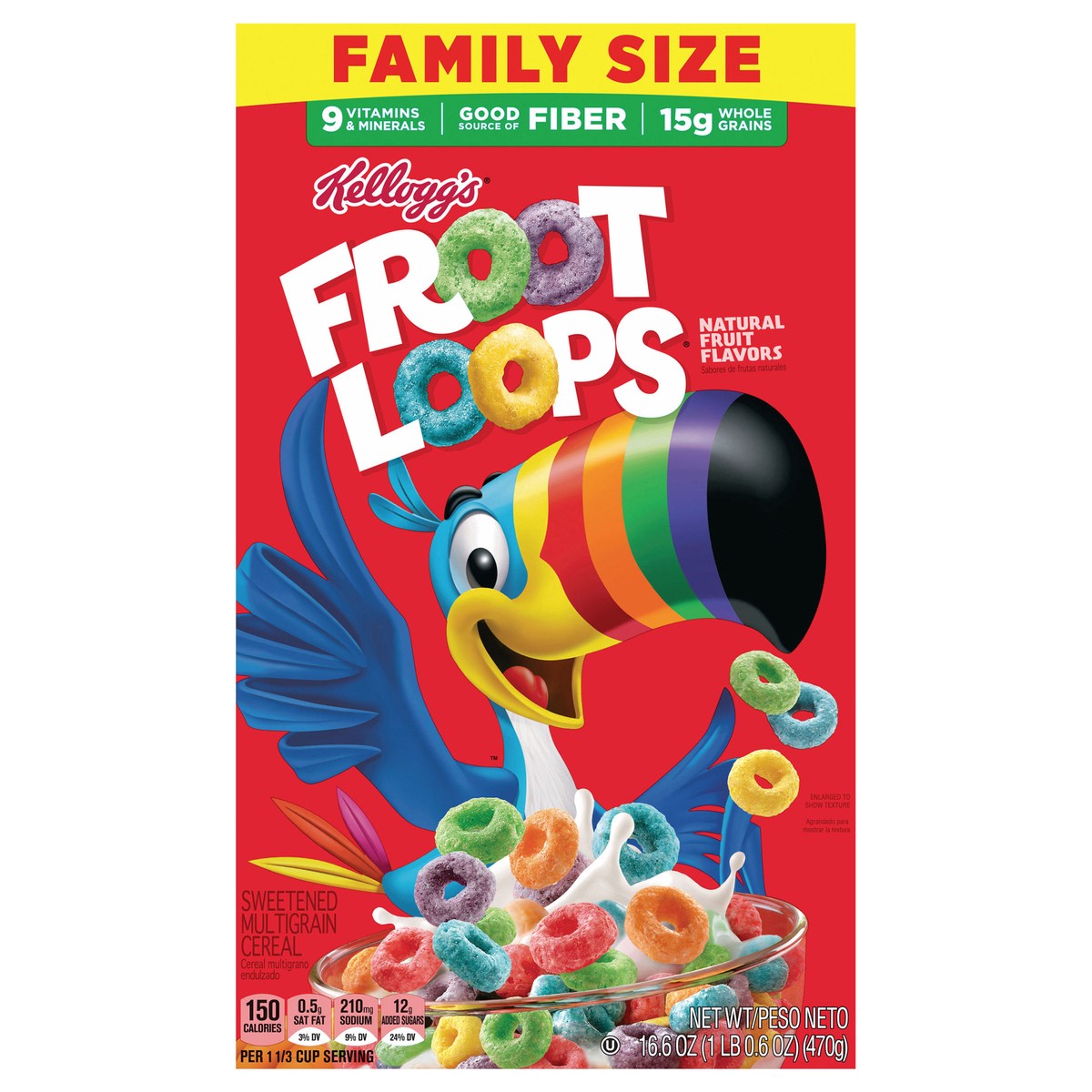 slide 1 of 5, Froot Loops Kellogg's Froot Loops Breakfast Cereal Original, Kids Cereal, 16.6 oz, 16.6 oz