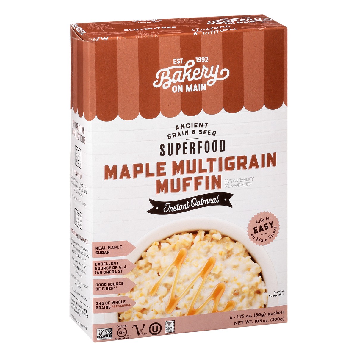 slide 11 of 13, Bakery On Main Maple Muffin Instant Oatmeal 6Pk, 10.5 oz