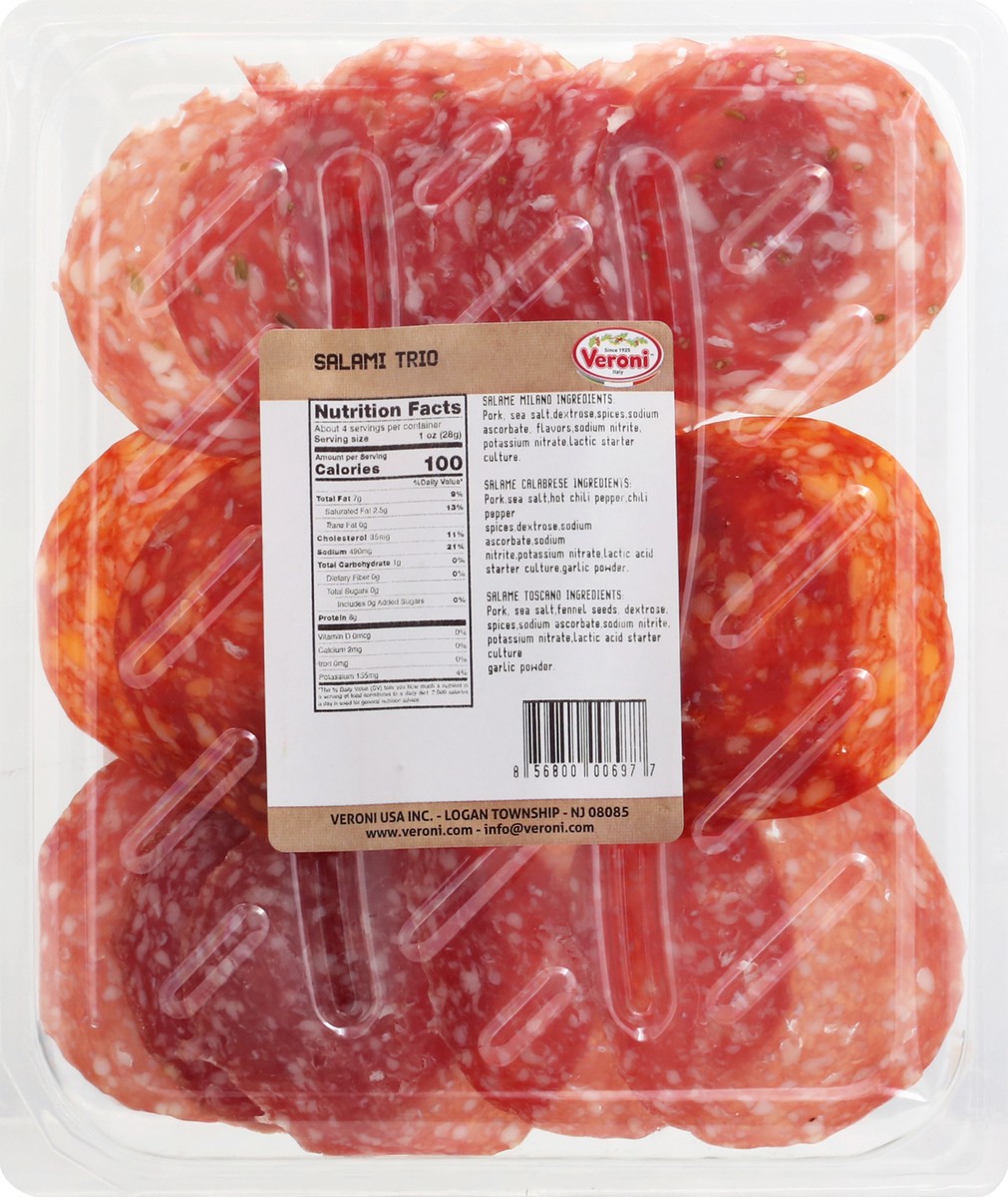 slide 3 of 9, Veroni Pre-Sliced Salame Trio - 4oz, 4 oz