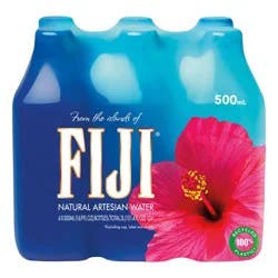 Fiji Natural Artesian Bottled Water, 500mL / 16.9 Fl Oz (Pack of 6)