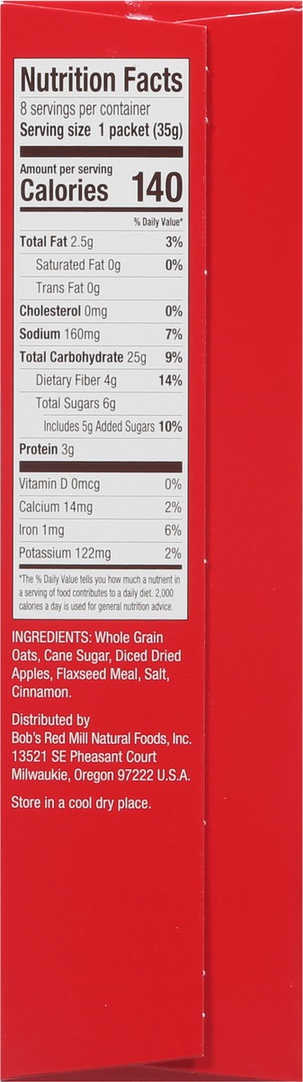 slide 7 of 9, Bob's Red Mill Instant Apple Pieces & Cinnamon Oatmeal - 8 ct, 8 ct