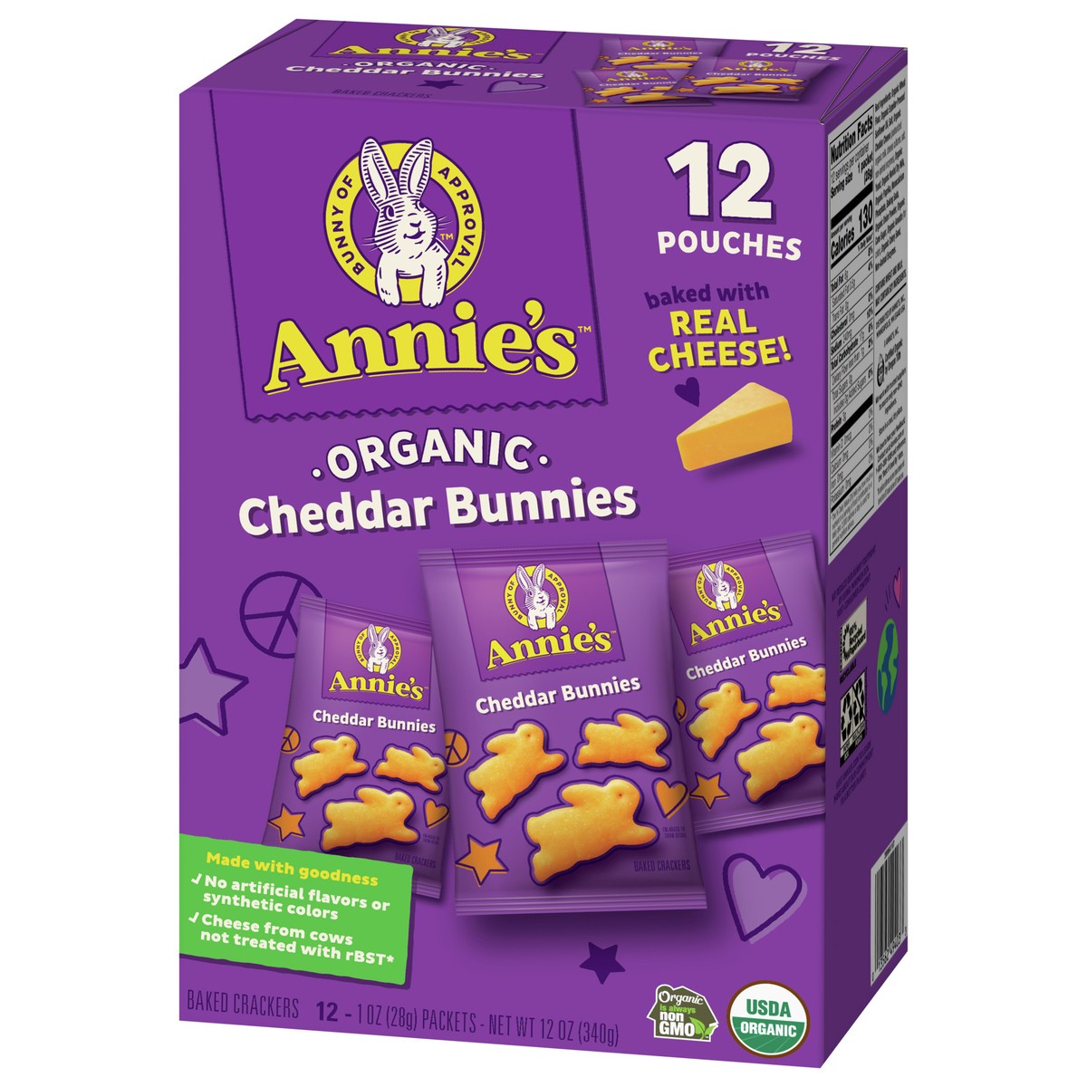 slide 13 of 13, Annie's Organic Cheddar Bunnies Original Baked Snack Crackers, 12 Pouches, 12 oz, 12 oz