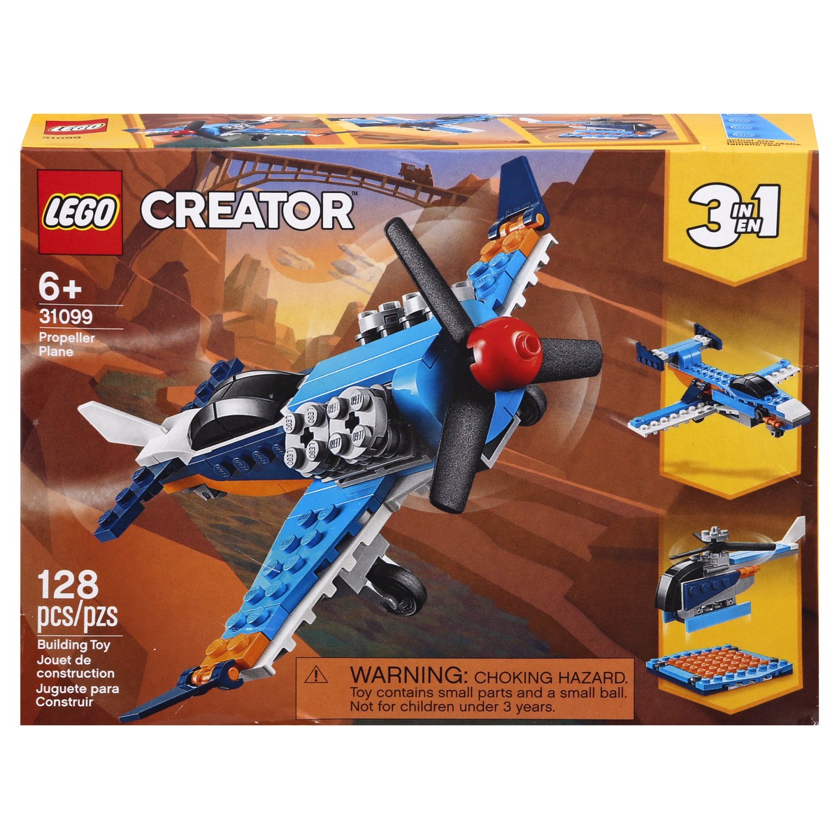 slide 1 of 9, LEGO Creator 128 Pieces Propeller Plane Building Toy 1 ea, 1 ct