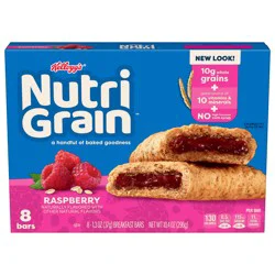 Nutri-Grain Breakfast Bars, Made with 10g Whole Grains, Snack Bars, Raspberry, 10.4oz Box, 8 Bars