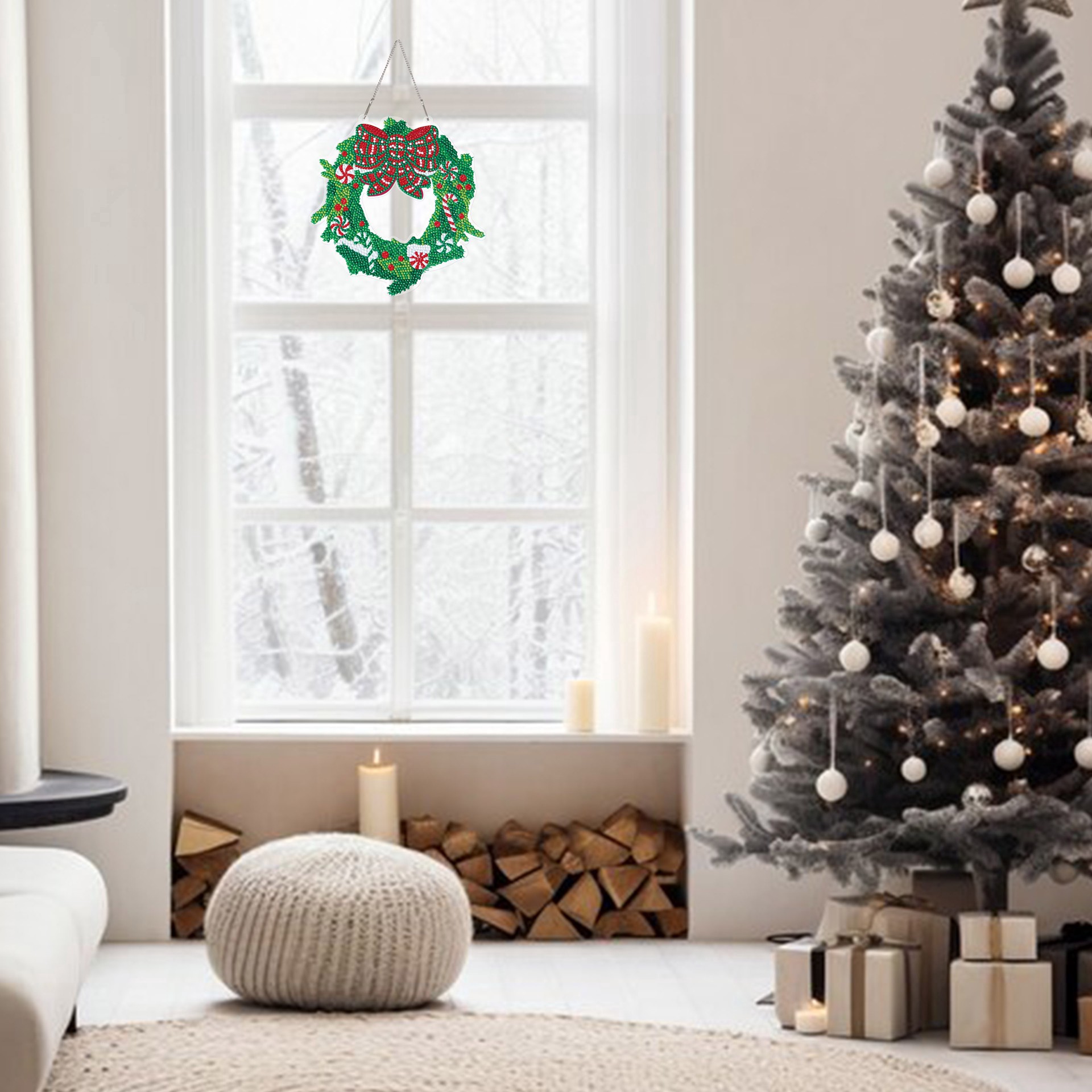 slide 2 of 4, 8" Peppermint Plaid Wreath Diamond Art Kit By Make Market, 8 in