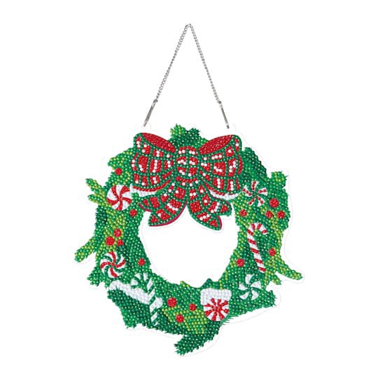 slide 1 of 4, 8" Peppermint Plaid Wreath Diamond Art Kit By Make Market, 8 in