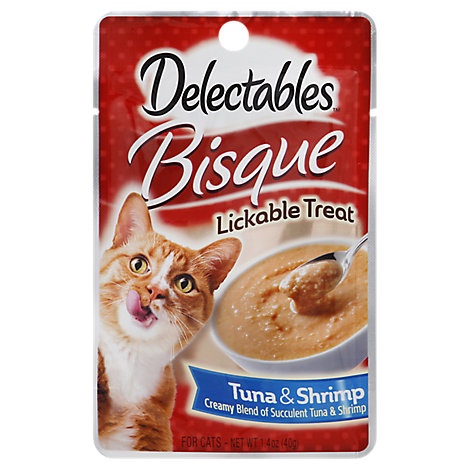 slide 1 of 1, Delectables Lickable Treat Bisque Tuna & Shrimp, 1.4 oz