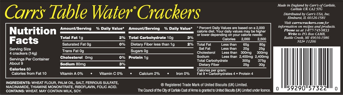 slide 3 of 10, Carr's Table Water Crackers, Baked Snack Crackers, Party Snacks, Original, 4.25 oz