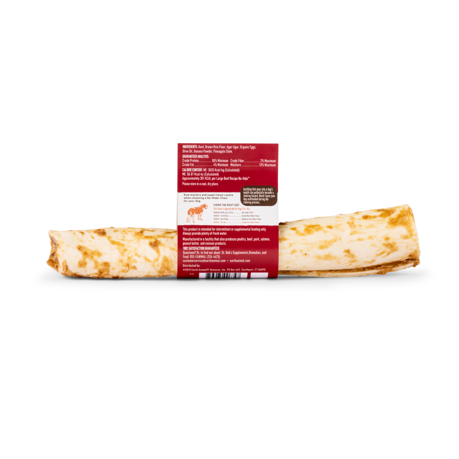 slide 3 of 5, Earth Animal No-Hide Grass-Fed Beef Large Natural Rawhide Alternative Dog Chew, 1 Count, 1 ct