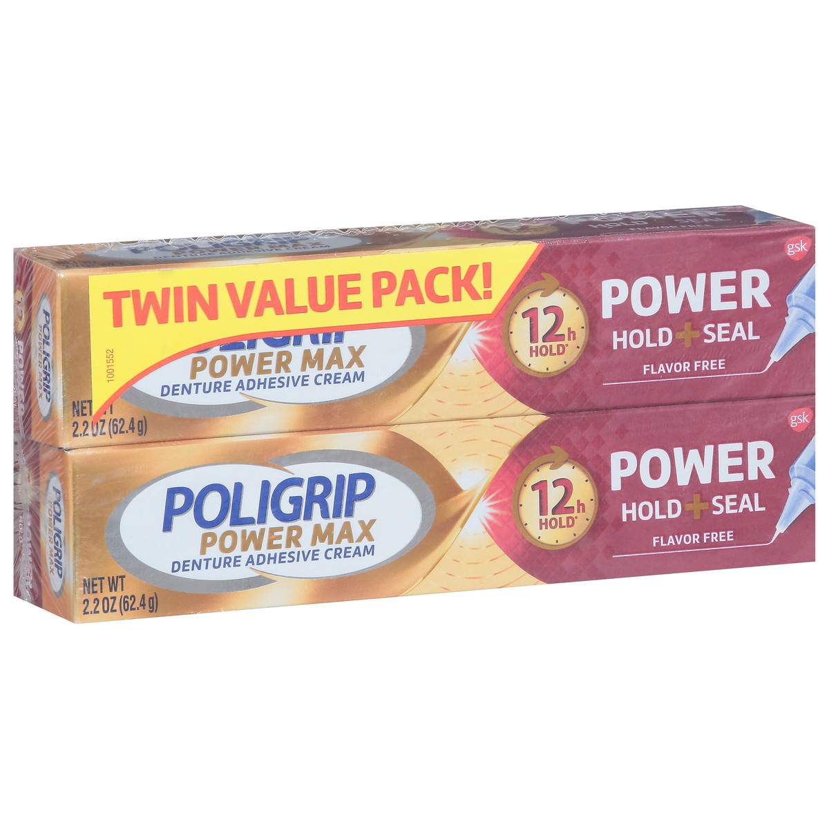 slide 7 of 9, Poligrip Power Max Flavor Free Denture Adhesive Cream Twin Value Pack 2 - 2.2 oz Packs, 2 ct