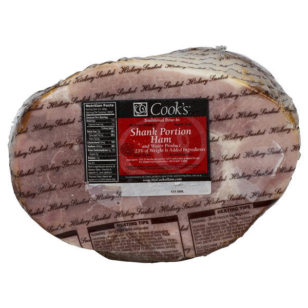 slide 1 of 16, Cook's Fully Cooked Bone-In Shank Portion Hickory Smoked Ham, per lb