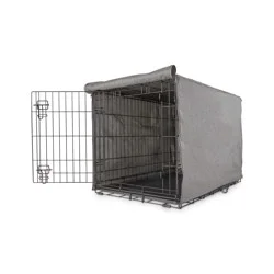 EveryYay Happy Place Grey Blackout Dog Crate Cover, 49" L X 31" W X 31" H