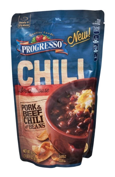 slide 1 of 1, Progresso Chili Pork & Beef Chili with Beans Smokehouse Bag, 20 oz