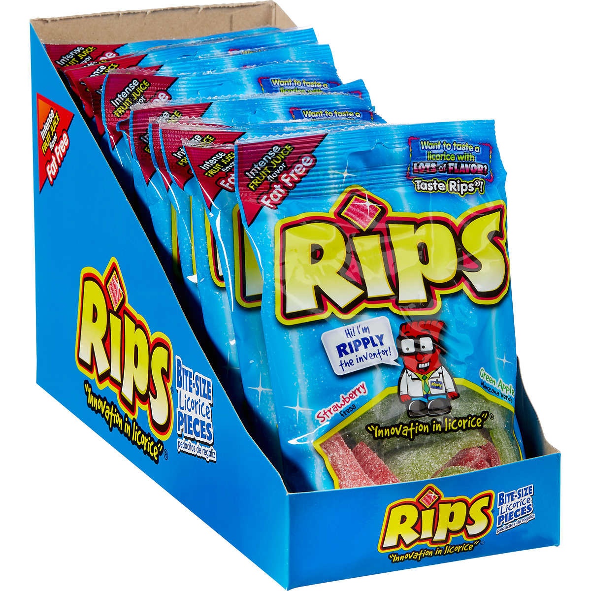 slide 1 of 1, Rips Bite-Size Licorice Pieces Strawberry/Apple, 12 ct