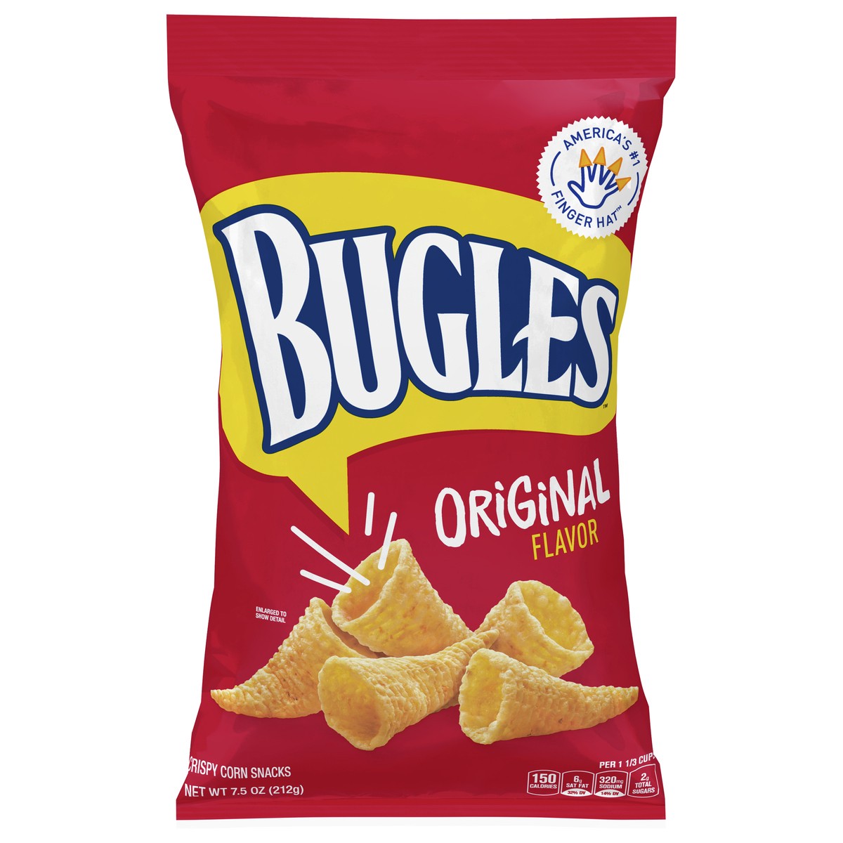 slide 1 of 9, Bugles Crispy Corn Snacks, Original Flavor, Snack Bag, 7.5 oz, 7.5 oz