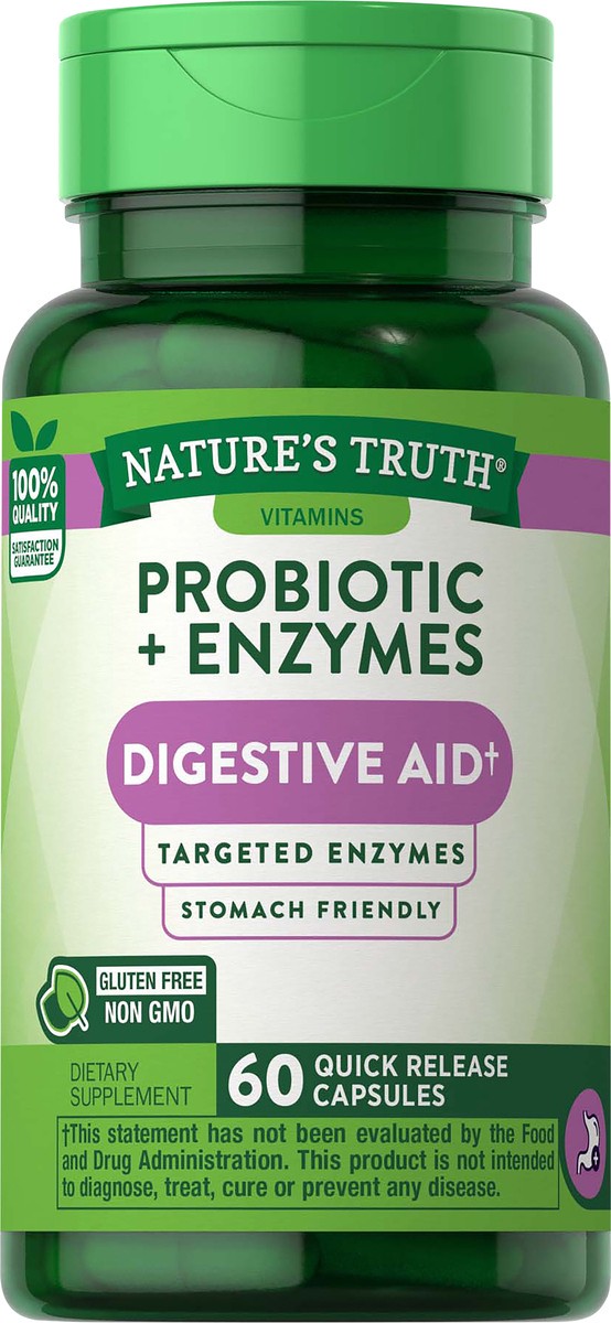 slide 4 of 5, Nature's Truth Probiotic plus Enzymes, 60 ct