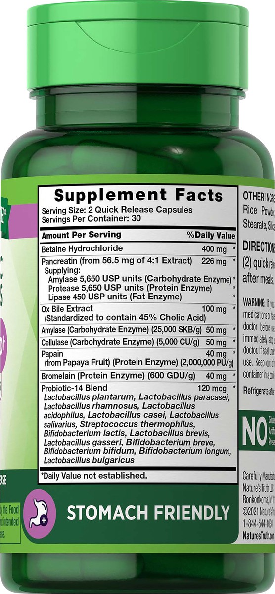 slide 3 of 5, Nature's Truth Probiotic plus Enzymes, 60 ct