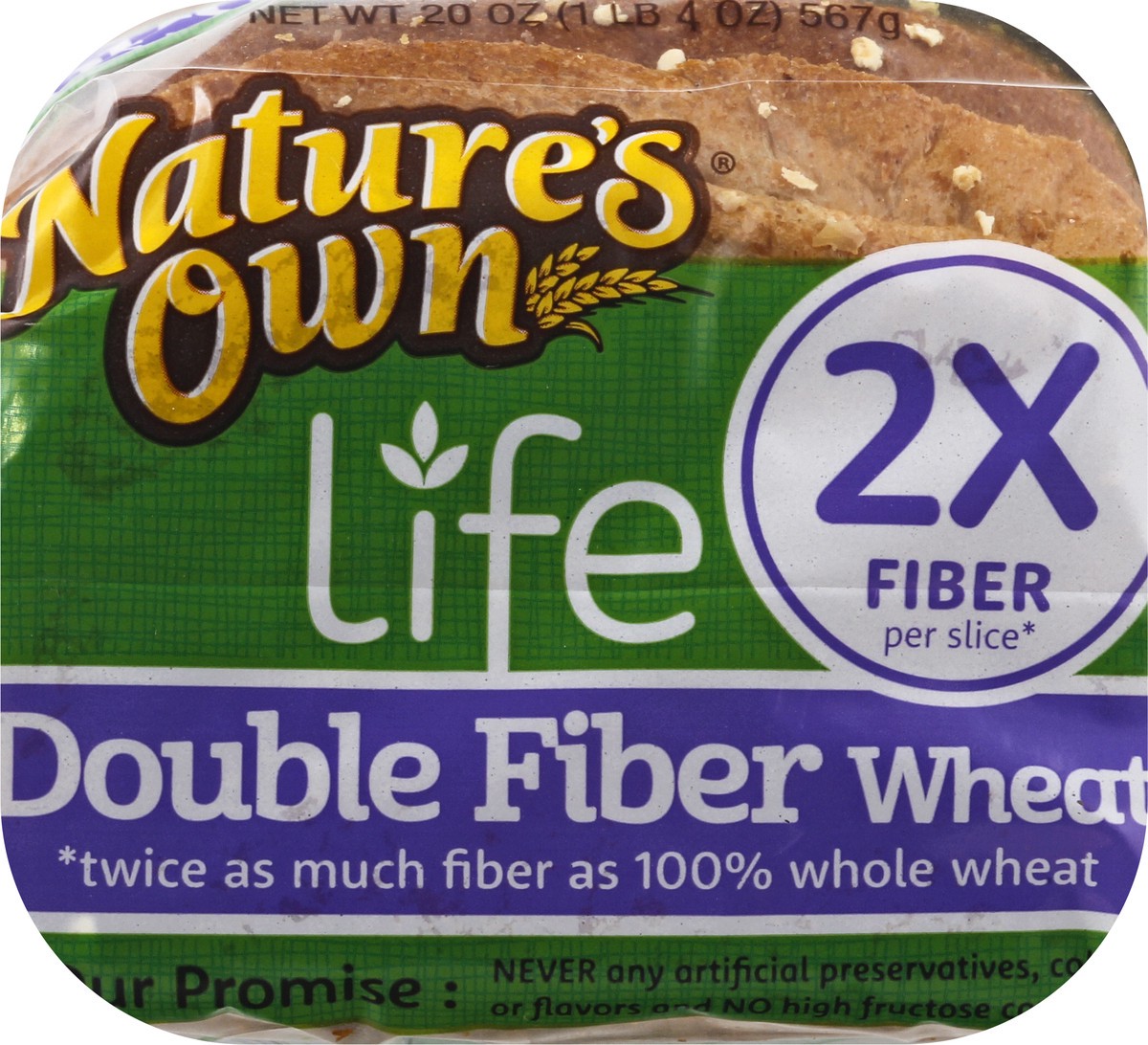 slide 6 of 9, NATURES OWN Double Fiber Wheat Bread 20 oz, 20 oz