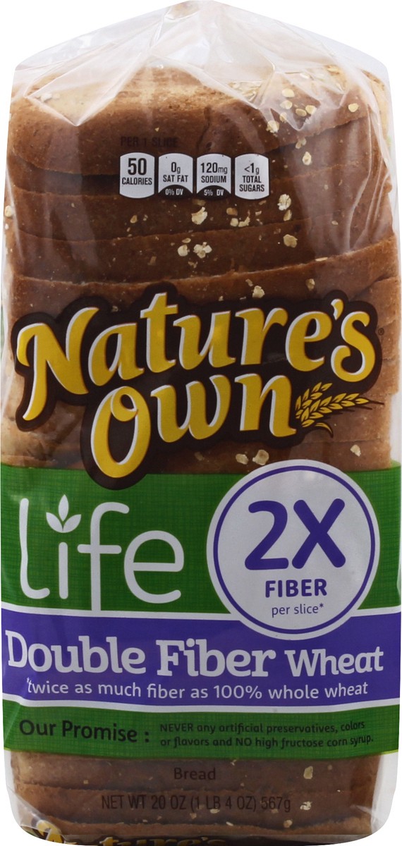 slide 9 of 9, NATURES OWN Double Fiber Wheat Bread 20 oz, 20 oz