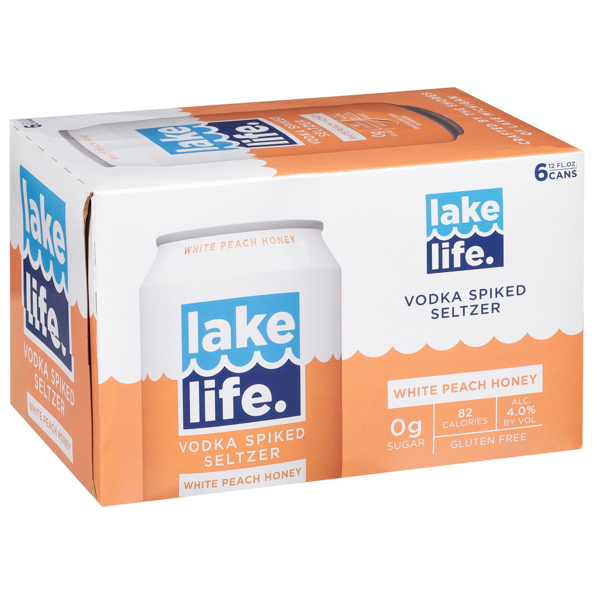 slide 9 of 9, Lake Life Vodka Spiked Seltzer, White Peach Honey, 6 ct
