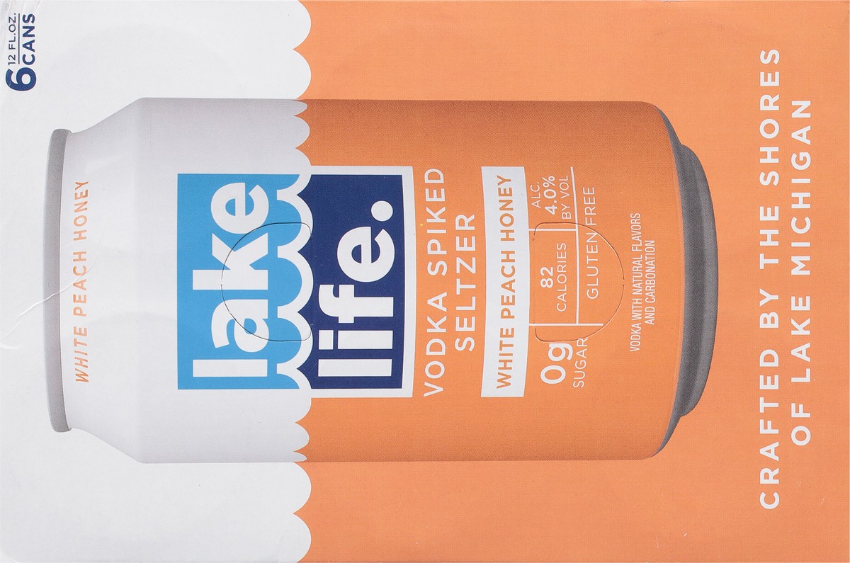 slide 6 of 9, Lake Life Vodka Spiked Seltzer, White Peach Honey, 6 ct