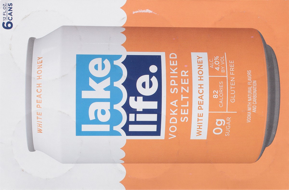 slide 3 of 9, Lake Life Vodka Spiked Seltzer, White Peach Honey, 6 ct
