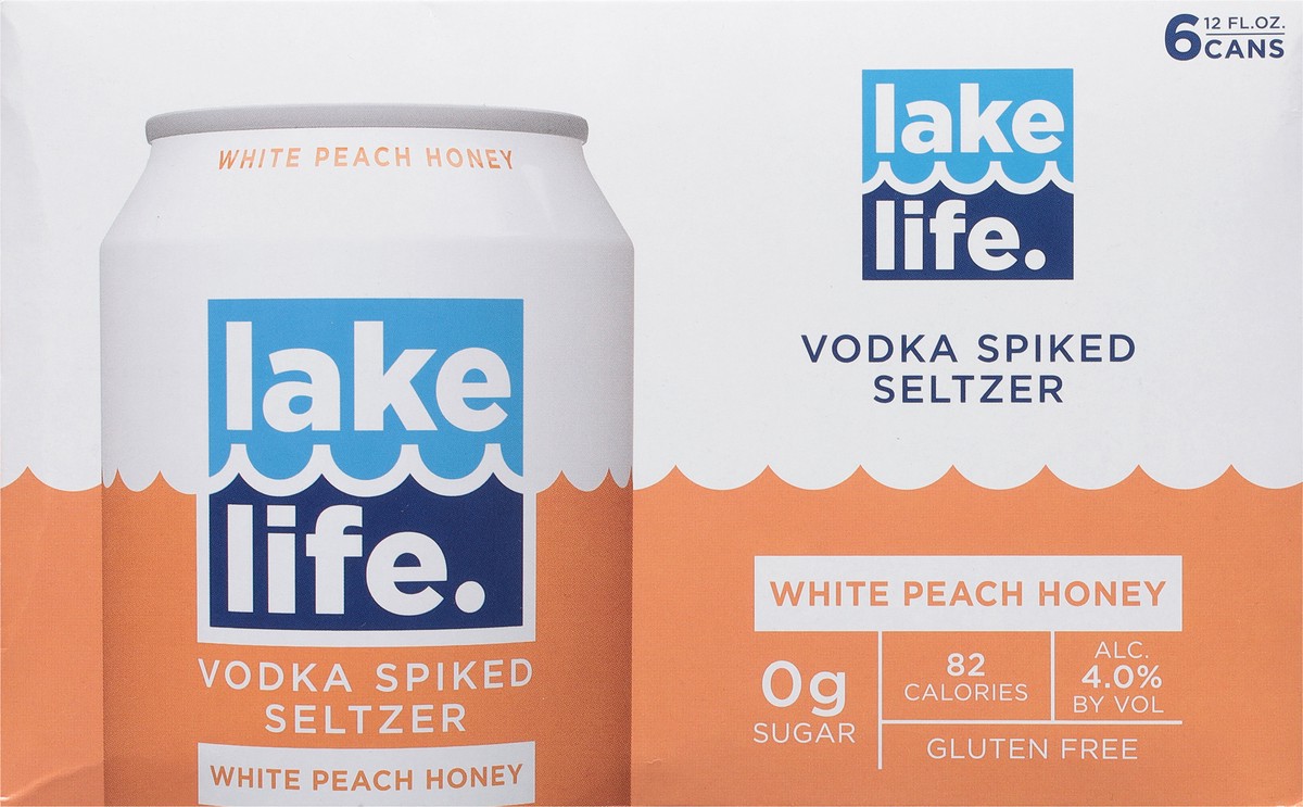 slide 4 of 9, Lake Life Vodka Spiked Seltzer, White Peach Honey, 6 ct