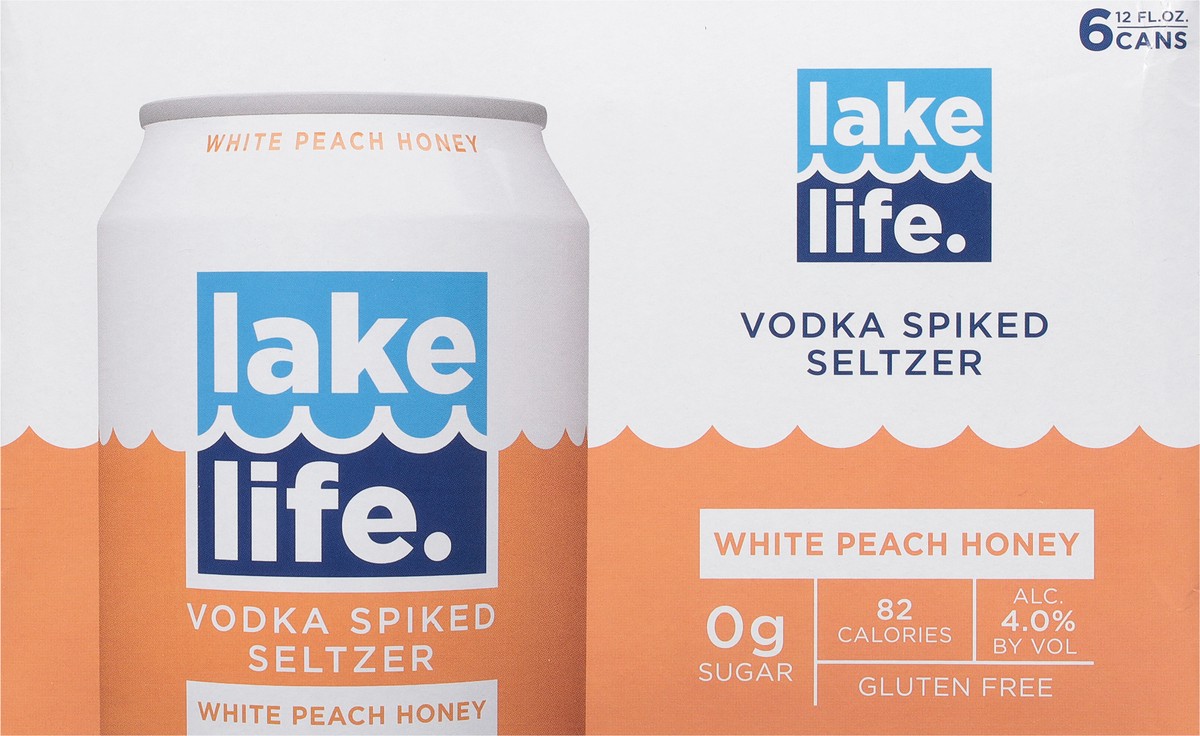 slide 5 of 9, Lake Life Vodka Spiked Seltzer, White Peach Honey, 6 ct