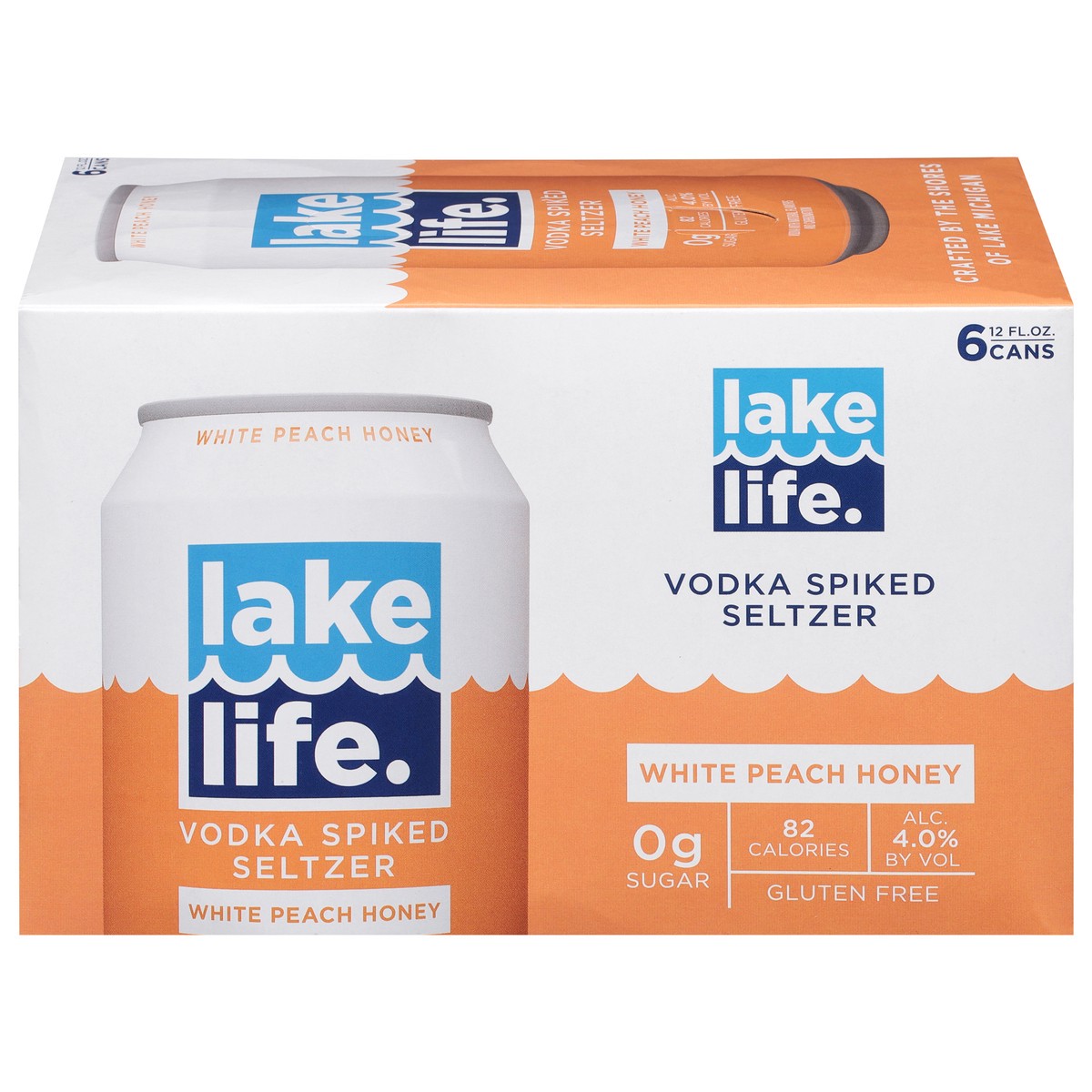 slide 7 of 9, Lake Life Vodka Spiked Seltzer, White Peach Honey, 6 ct