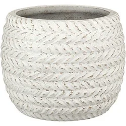 Blue Orange Pottery Rope Wrapped Clay Planter - White Wash