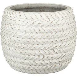 Blue Orange Pottery Rope Wrapped Clay Planter - White Wash