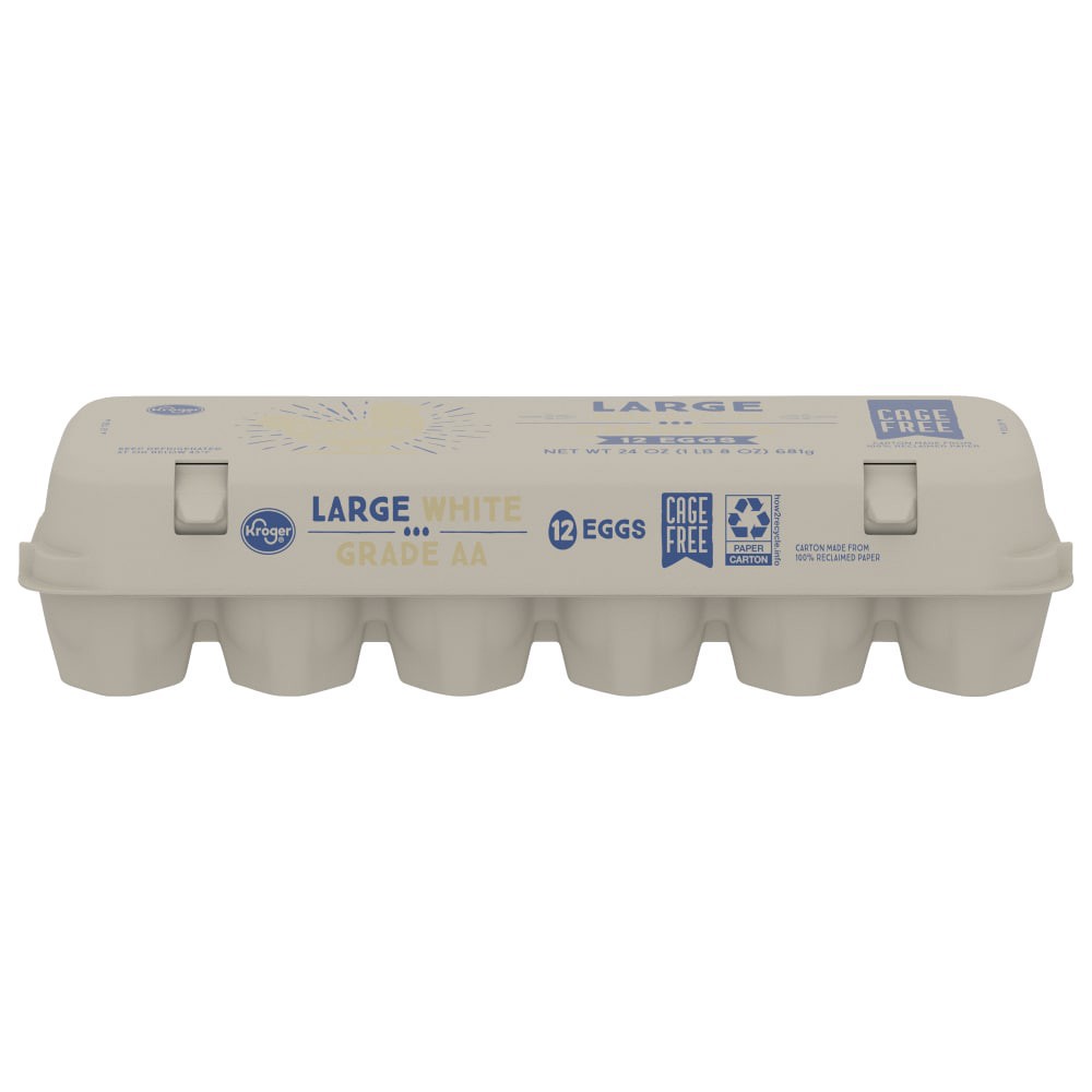 slide 3 of 3, Kroger Cage Free Large White Eggs, 12 ct