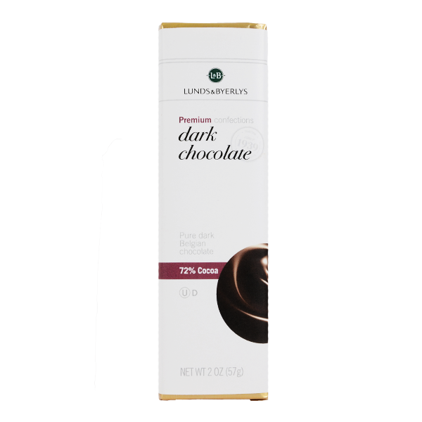 slide 1 of 1, L&B Pure 72% Dark Chocolate Bar, 2 oz