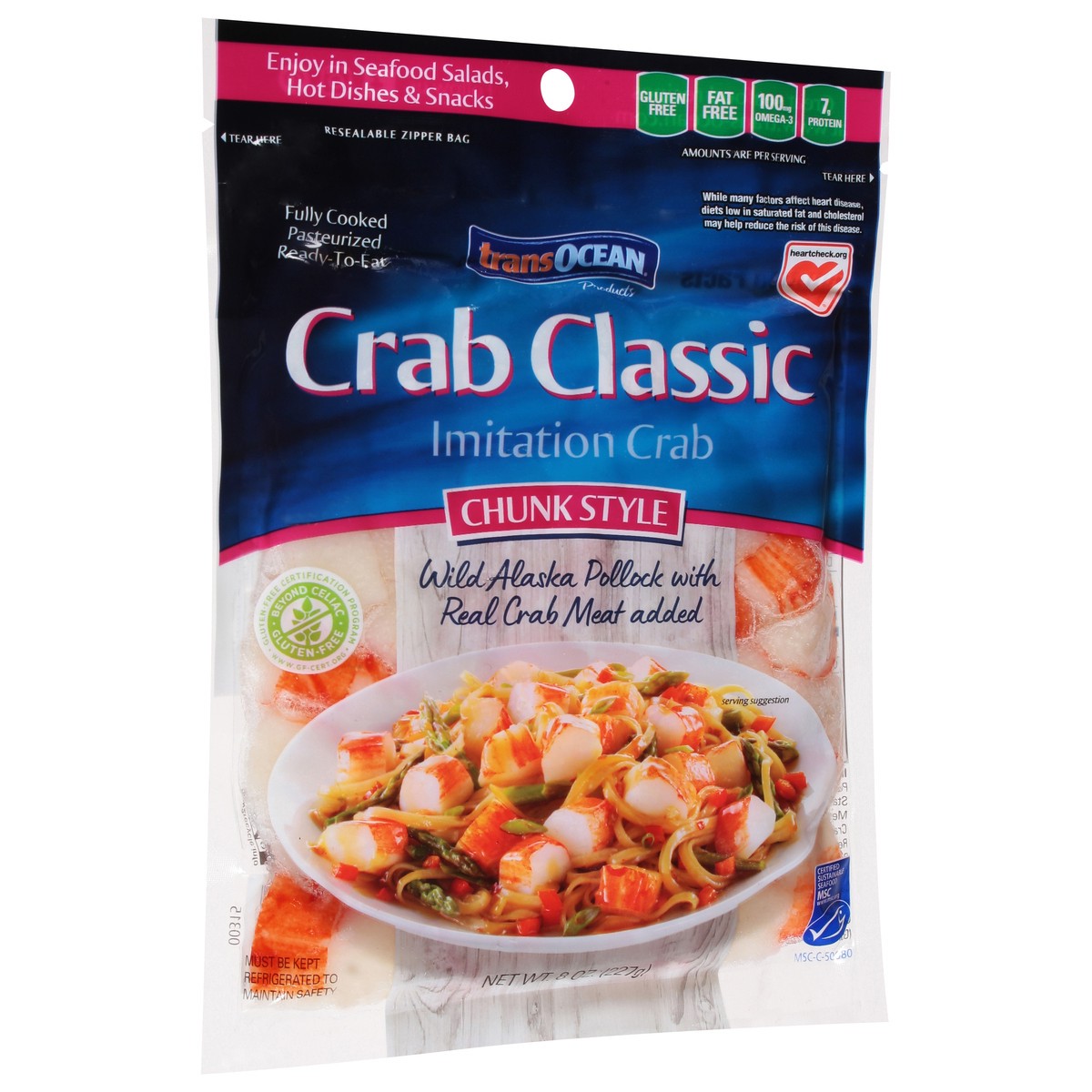 slide 2 of 9, Trans-Ocean Trans Ocean® crab classic imitation crab, chunk style, 8 oz