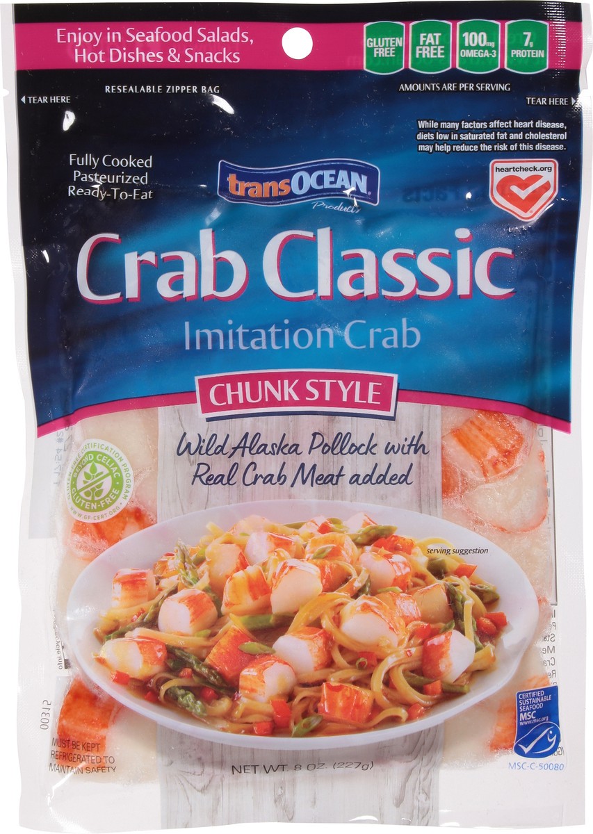 slide 6 of 9, Trans-Ocean Trans Ocean® crab classic imitation crab, chunk style, 8 oz