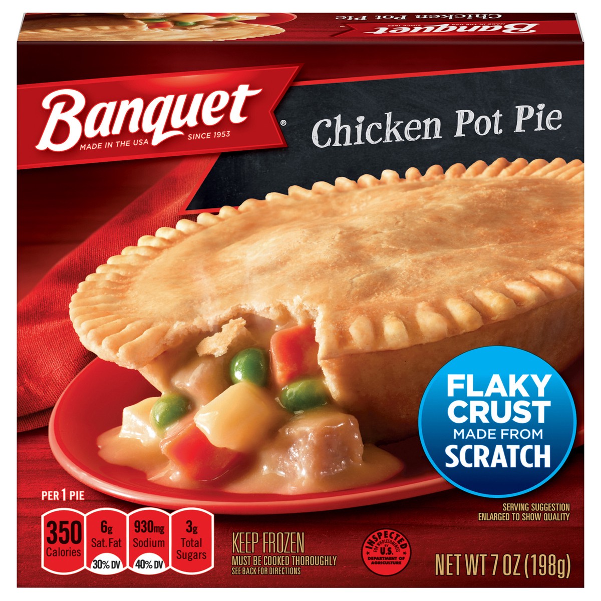 slide 1 of 33, Banquet Frozen Microwaveable Chicken Pot Pie, 7 oz
